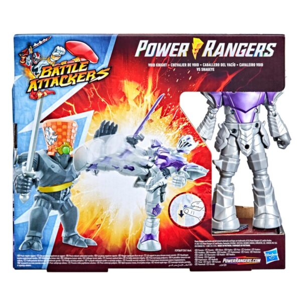 HSF2936-Power Rangers Dino Fury Battle Attackers 2-Pack Void Knight vs. Snageye Martial Arts Kicking Action Figures