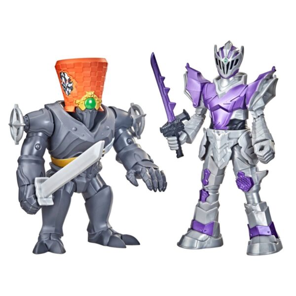 HSF2936-Power Rangers Dino Fury Battle Attackers 2-Pack Void Knight vs. Snageye Martial Arts Kicking Action Figures
