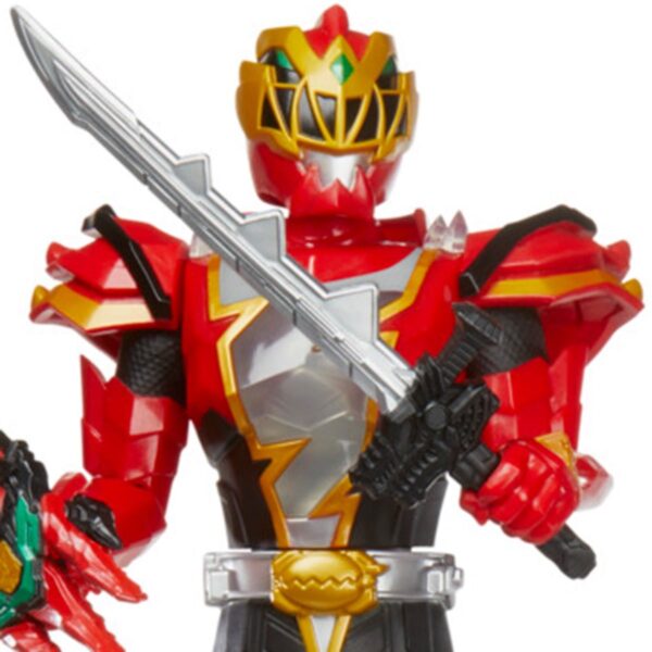 HSF5718-Power Rangers Dino Fury Spiral Strike Red Ranger 12-inch Electronic Spinning and Light FX Action Figure