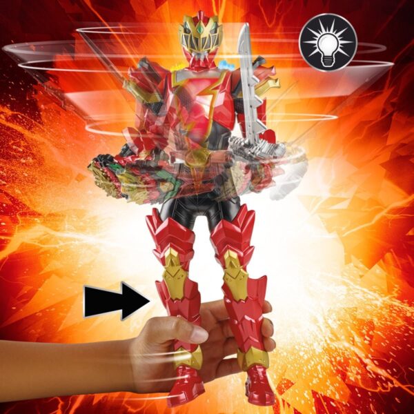 HSF5718-Power Rangers Dino Fury Spiral Strike Red Ranger 12-inch Electronic Spinning and Light FX Action Figure