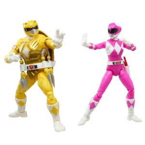 HSF2967/86163-Power Rangers X Teenage Mutant Ninja Turtles Lightning Collection Michelangelo Yellow and April Pink Action Figures