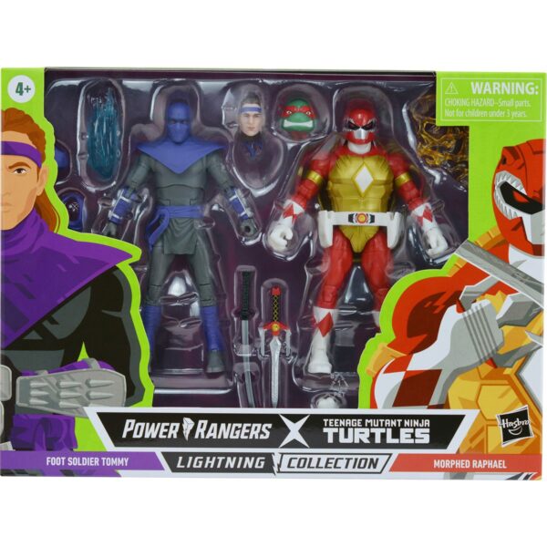 HSF2968/86165-Power Rangers X Teenage Mutant Ninja Turtles Lightning Collection Foot Soldier Tommy and Raphael Red Action Figures