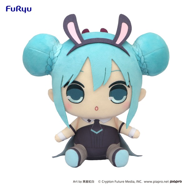 FR40346-FURYU Corporation Hatsune Miku　KYURUMARU Big Plush Toy -Hatsune Miku/Black Rabbit