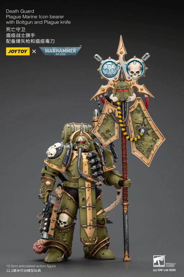 JT02915-Death Guard Plague Marine Icon bearer with Boltgun and Plague knife